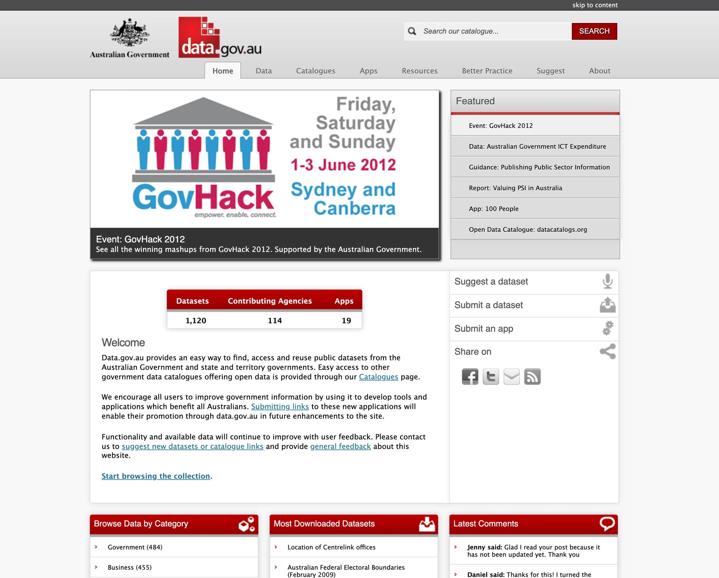 Screenshot of data.gov.au
