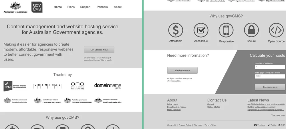 GovCMS website wireframe