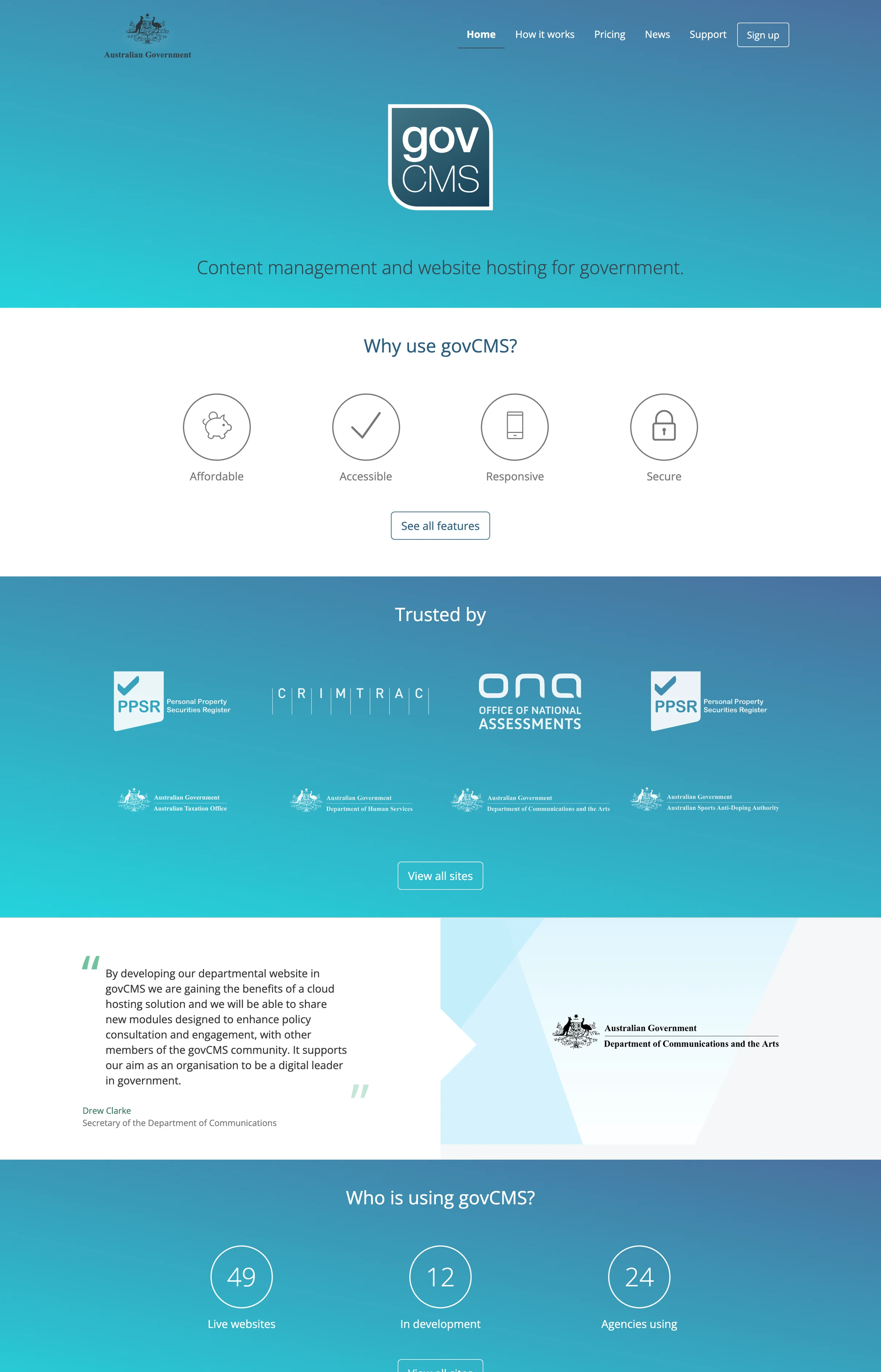 Screenshot of fribibb.github.io/new-govcms/