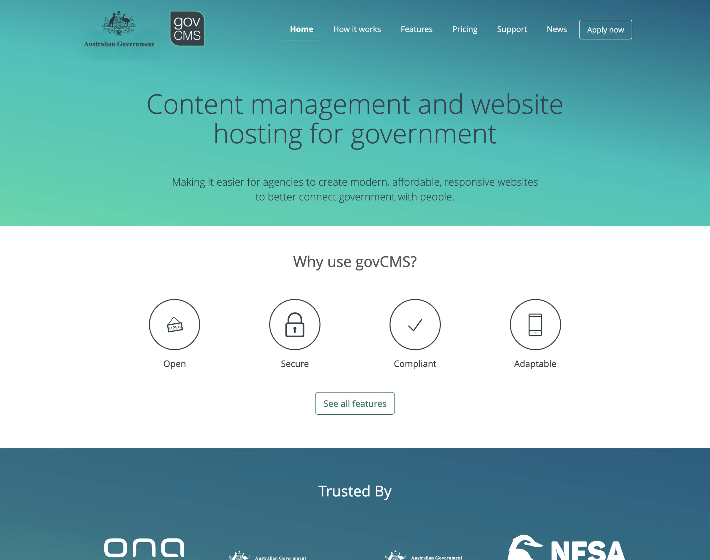 Screenshot of govcms.gov.au