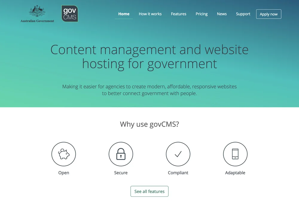 GovCMS homepage