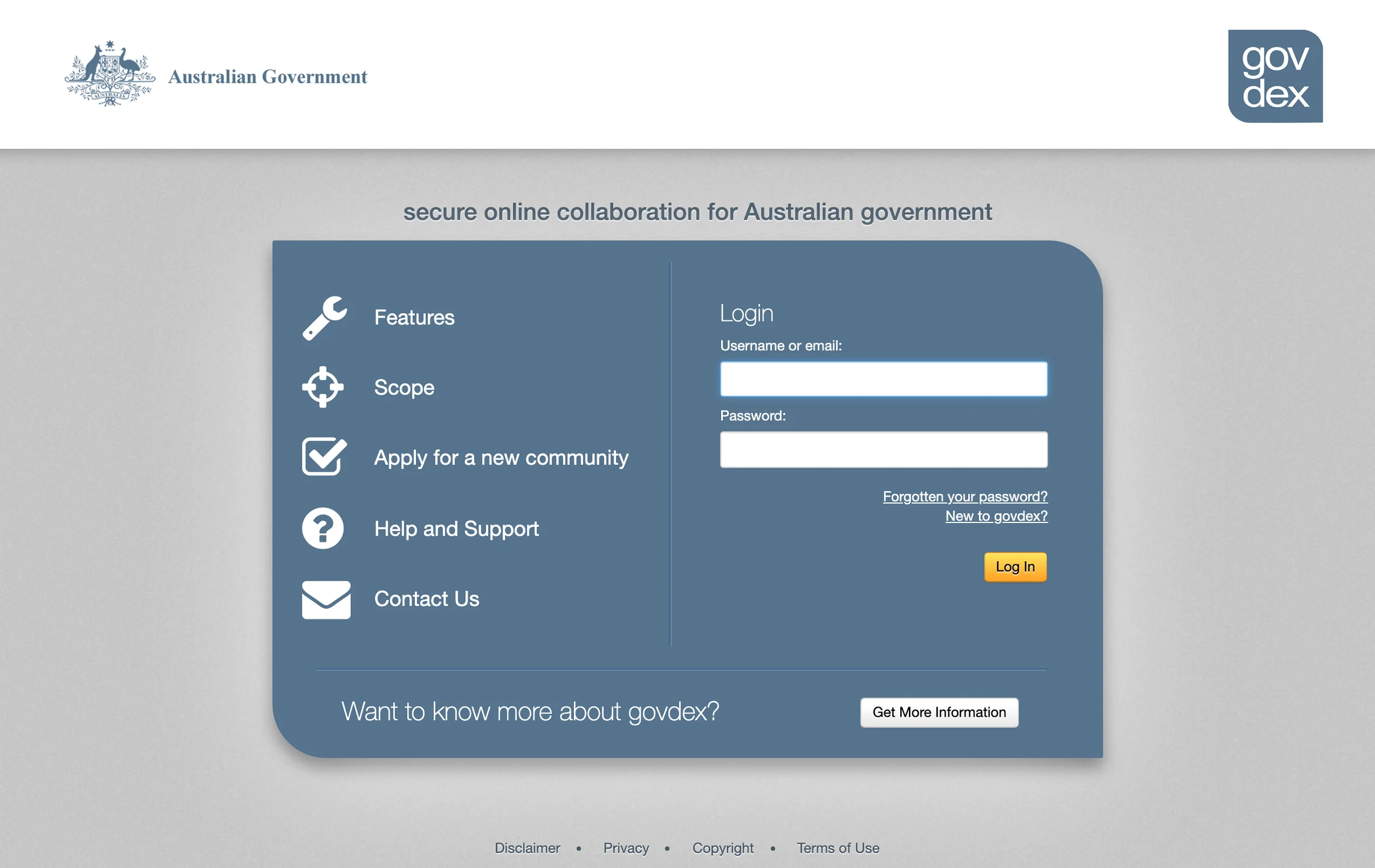 Govdex homepage screenshot