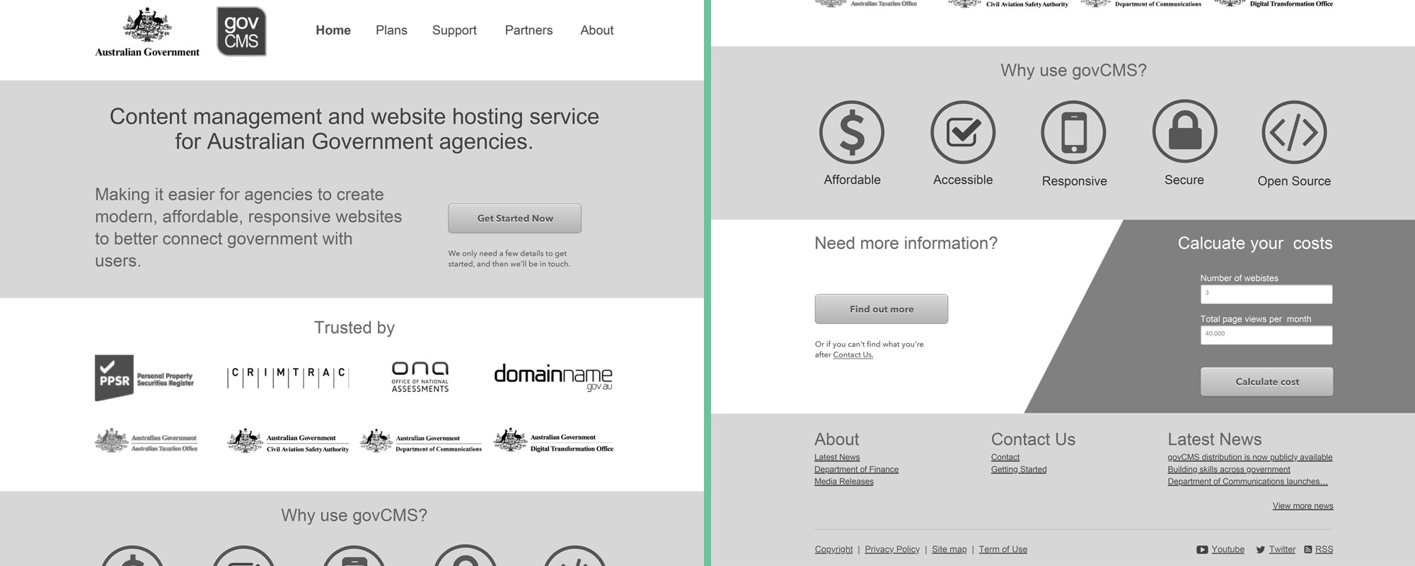 GovCMS website wireframe