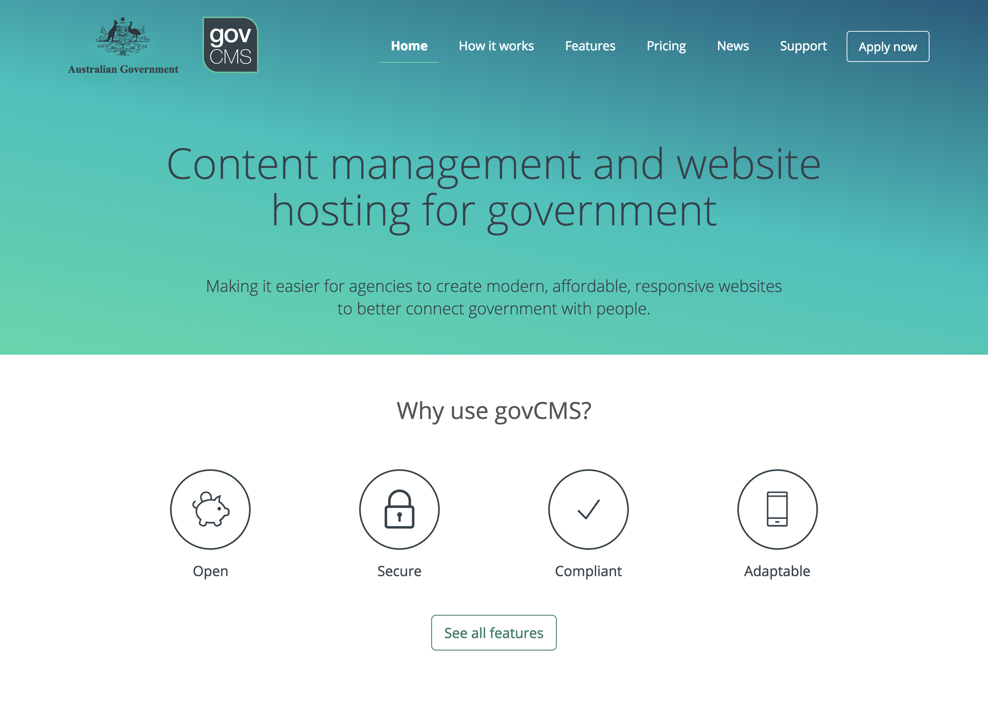 GovCMS homepage